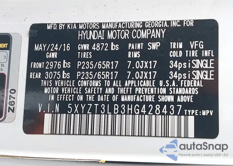 2017 Hyundai Santa Fe Sport 2.4L из США, поврежденный, VIN 5XYZT3LB3HG428437